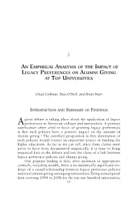 An Empirical Analysis of the Impact of Legacy Preferences on Alumni