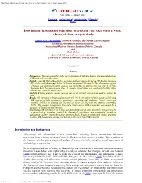 How Human Information Behaviour Researchers Use Each Other's Work: a Basic Citation Analysis Study