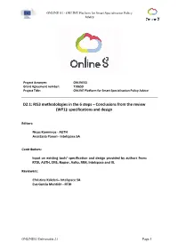 RIS3 Methodologies in the 6 Steps – Conclusions from the Review (WP1): Specifications and Design
