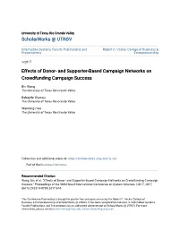 And Supporter-Based Campaign Networks on Crowdfunding Campaign Success