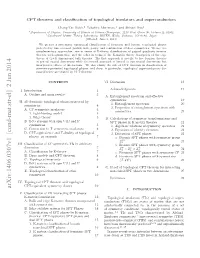 CPT Theorem and Classification of Topological Insulators And