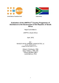 Evaluation of the UNFPA 3 Country Programme of Assistance to The
