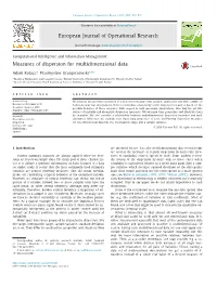Measures of Dispersion for Multidimensional Data
