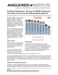 Premiers' Performance: the Year of COVID-19 Draws to a Close With
