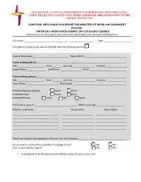 UNDER CALL from SYNOD COUNCIL OR ELCA CHURCH COUNCIL Information on This Form May Be Shared with Other Synod Staff Persons During the Mobility Process