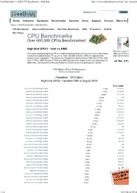 Passmark Intel Vs AMD CPU Benchmarks - High End