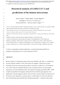 Structural Analysis of SARS-Cov-2 and Predictions of the Human Interactome