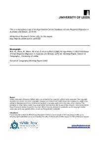 An Age-Period-Cohort Database of Inter-Regional Migration in Australia and Britain, 1976-96