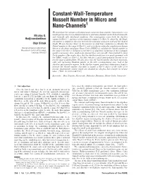 Constant-Wall-Temperature Nusselt Number in Micro and Nano-Channels1