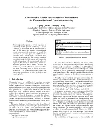 Convolutional Neural Tensor Network Architecture for Community-Based Question Answering