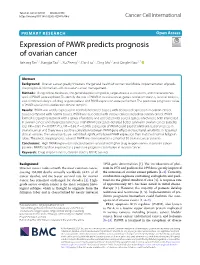 Expression of PAWR Predicts Prognosis of Ovarian Cancer Jiahong Tan1,2, Kangjia Tao1,2, Xu Zheng1,2, Dan Liu1,2, Ding Ma1,2 and Qinglei Gao1,2*