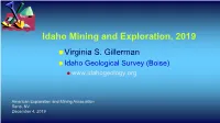 Idaho Mining and Exploration, 2019