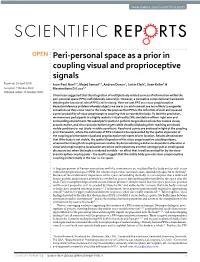 Peri-Personal Space As a Prior in Coupling Visual and Proprioceptive