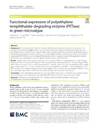 (Petase) in Green Microalgae Ji Won Kim1,2†, Su‑Bin Park1,2†, Quynh‑Giao Tran1,2, Dae‑Hyun Cho1, Dong‑Yun Choi1, Yong Jae Lee1* and Hee‑Sik Kim1,2*