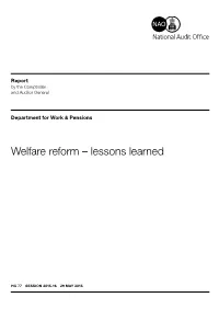 Welfare Reform – Lessons Learned
