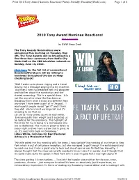 2010 Tony Award Nominee Reactions! Printer-Friendly (Broadwayworld.Com) Page 1 of 8