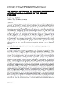 An Ethical Approach to the Implementation of Behavioural Science in the Design Process