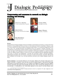Controversies and Consensus in Research on Dialogic Teaching and Learning