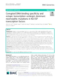 Corrupted DNA-Binding Specificity and Ectopic Transcription Underpin Dominant Neomorphic Mutations in KLF/SP Transcription Factors Melissa D