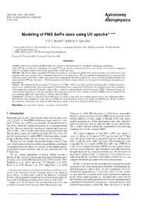 Modeling of PMS Ae/Fe Stars Using UV Spectra�,