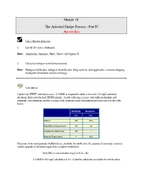 Module 18: the Activated Sludge Process - Part IV Answer Key