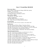 Short CV: Donald Blair MELROSE