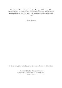 The Golden Ratio As a Thematic Idea in Beethoven's B-Flat Major String