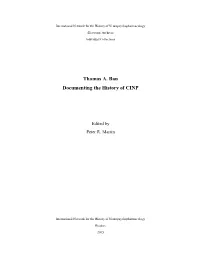Thomas A. Ban Documenting the History of CINP