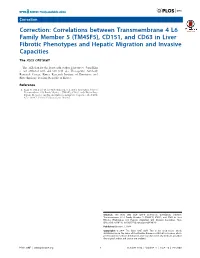 (TM4SF5), CD151, and CD63 in Liver Fibrotic Phenotypes and Hepatic Migration and Invasive Capacities