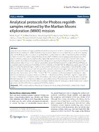 Analytical Protocols for Phobos Regolith Samples Returned by The