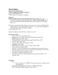 Mark Hallen Research Assistant Professor Toyota Technological Institute at Chicago E-Mail: Mhall44@Gmail.Com Website