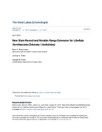 New State Record and Notable Range Extension for Libellula Semifasciata (Odonata: Libellulidae)