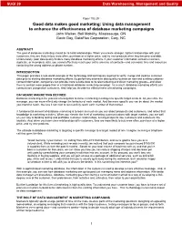 Using Data Management to Enhance the Effectiveness of Database