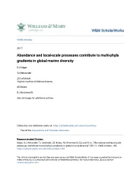 Abundance and Local-Scale Processes Contribute to Multi-Phyla Gradients in Global Marine Diversity
