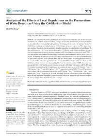 Analysis of the Effects of Local Regulations on the Preservation of Water Resources Using the CA-Markov Model