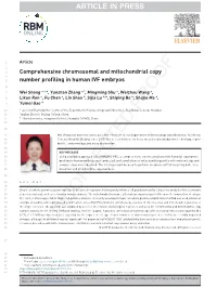 Comprehensive Chromosomal and Mitochondrial Copy Number Profiling in Human IVF Embryos