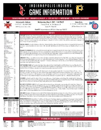 Indianapolis Indians Game Information