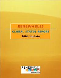 RENEWABLES GLOBAL STATUS REPORT 2006 Update