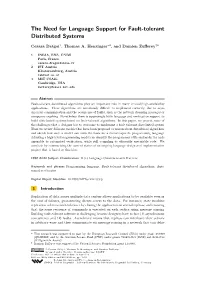 The Need for Language Support for Fault-Tolerant Distributed Systems