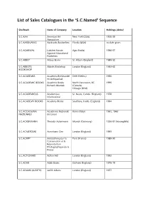 List of Sales Catalogues in the 'S.C.Named' Sequence