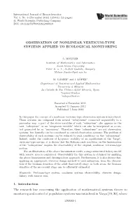 Observation of Nonlinear Verticum-Type Systems Applied to Ecological Monitoring