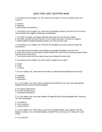 Quiz for Luke Chapter Nine