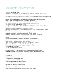 Useful Constellation Lists and More
