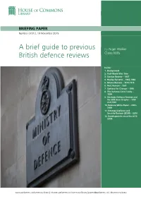 A Brief Guide to Previous British Defence Reviews