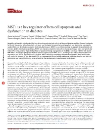MST1 Is a Key Regulator of Beta Cell Apoptosis and Dysfunction in Diabetes