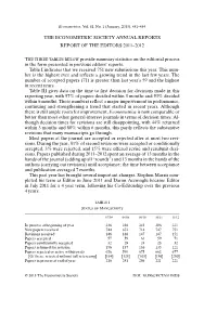 The Econometric Society Annual Reports Report of the Editors 2011–2012