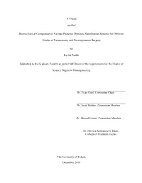 A Thesis Entitled Biomechanical Comparison of Various Posterior Dynamic Stabilization Systems for Different Grades of Facetectom