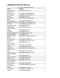 Addresses for Text Notices