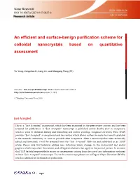 An Efficient and Surface-Benign Purification Scheme for Colloidal Nanocrystals Based on Quantitative Assessment