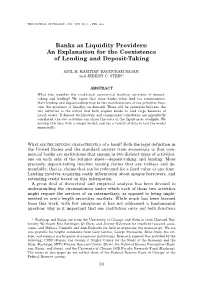 Banks As Liquidity Providers: an Explanation for the Coexistence of Lending and Deposit-Taking